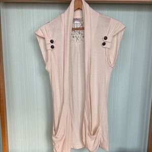 Flirty & Feminine Coquette Girly Y2K Cream Cardigan Vest w/ Button Details